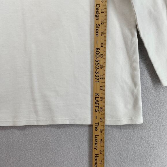 EILEEN FISHER Top S Stretch Organic Cotton Jersey Round Neck 3/4 Sleeve White - Picture 9 of 10